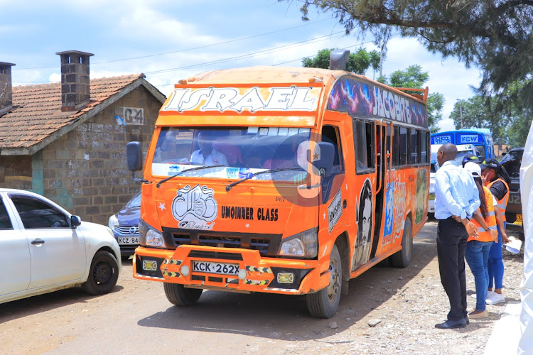 PSV vehicle undergoes inspections during the Launch of Matatu safety measures for road users at Makongeni on Nairobi March 7, 2024/ 2024/WILLISH ADUR