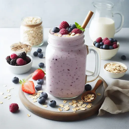 Oat Milk And Mixed Berries Smoothie [450 Ml, Mason Jar]