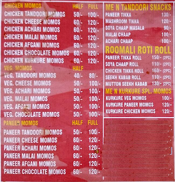 Me N Tandoori Momos & Kathi Roll menu 