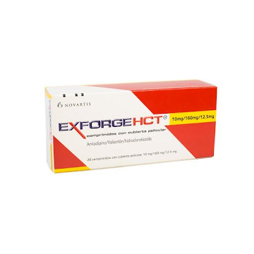 Exforge HCT Amlodipina + Valsartán 10mg/160mg/12.5mg Novartis Caja x 28 Comprimidos  