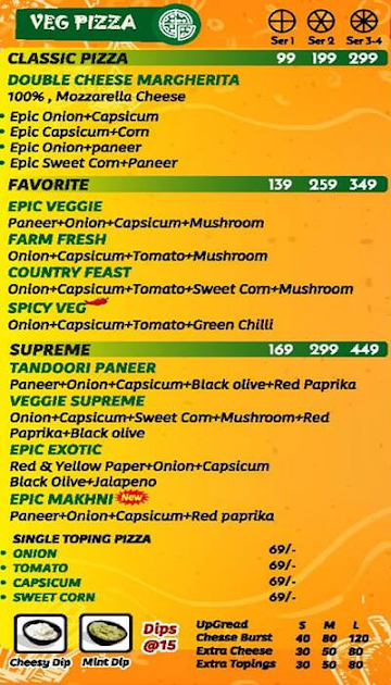 Epic Pizza Cafe menu 