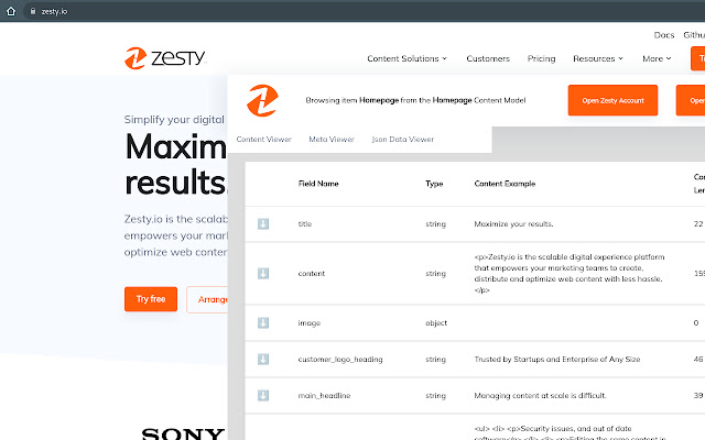 Zesty.io Live Editor chrome extension