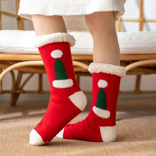 Title 1, Plush Coral Velvet Stockings Household Sleeping...