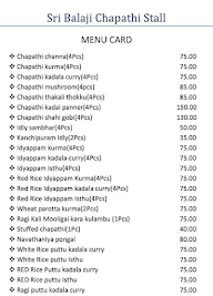 Sri Balaji Chappathi Stall menu 1