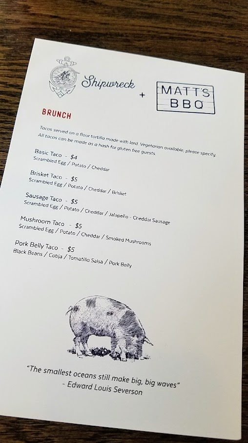 Shipwreck PDX at Chalino with Matt's BBQ in November 2017 featuring cocktails and Matt's BBQ Tacos