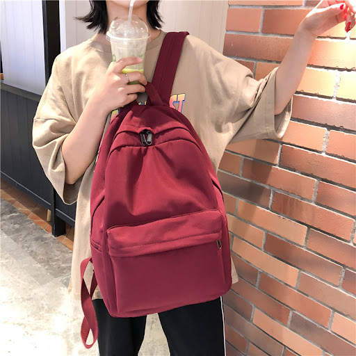 Title 2, Solid color nylon waterproof backpack for trave...