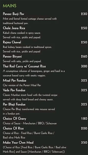 Tea Trails Cafe menu 