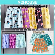 Quần Short Lửng Nam Nữ Hoạt Hình Báo Hồng Vịt Vàng / Quần Đùi Thun Cartoon Mặc Nhà Thể Thao Unisex Đồ Mặc Nhóm Đi Biển