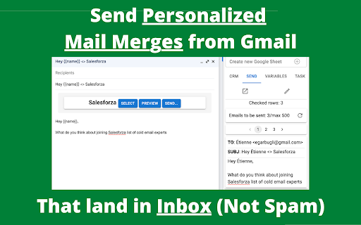 Salesforza Gmail Mail Merge & CRM on GSheets