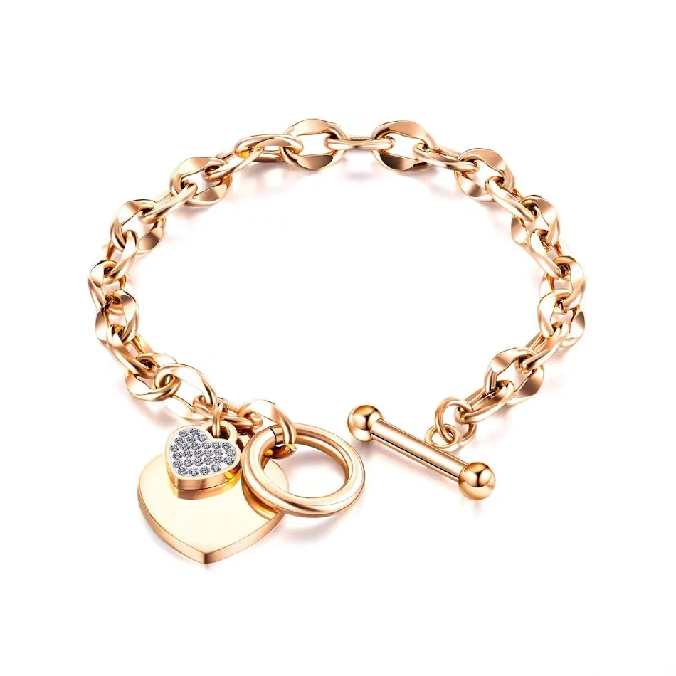 Pulseira feminina de aço inoxidável, personalidade, fivela OT, estilo sênior, titânio, design elegante e sofisticado.