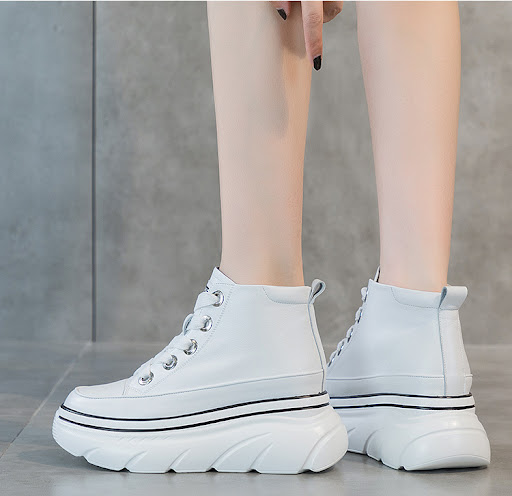 Title 7, Womens White Platform High-Top Sneakers Casual...