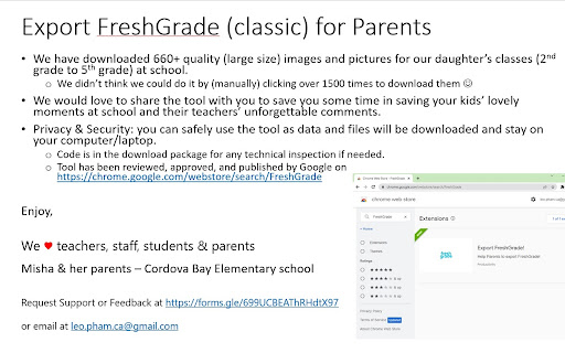 Export FreshGrade for Parents