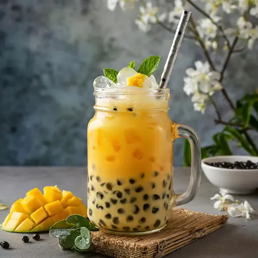 Mango Green Bubble Tea [450 Ml, 1 Mason Jar]