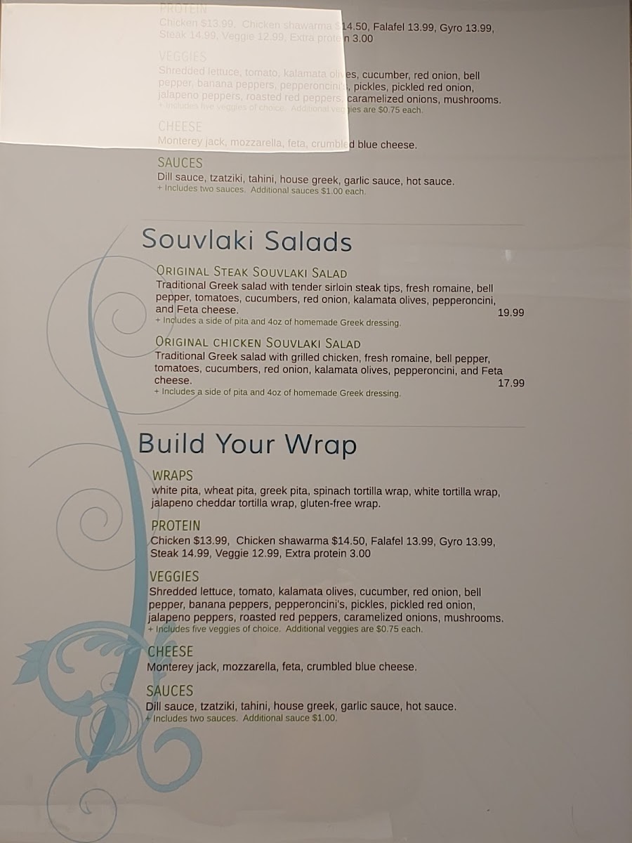 Wall menu