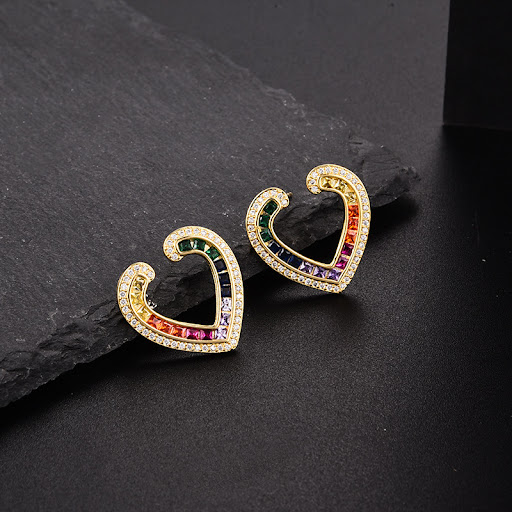 Title 9, Color Zirconium Love Micro Inlaid Zircon Ladder...