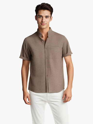 Title 8, Mens Solid Color Short-Sleeved Lapel Shirt Sum...