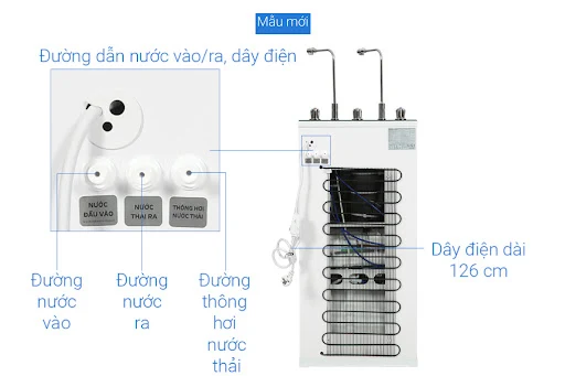 Máy lọc nước Hydrogen Kangaroo RO 10 lõi 2 vòi, vỏ tủ VTU màu đen KG100HK