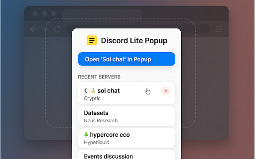 Discord Lite Popup - Compact Discord Chat Window