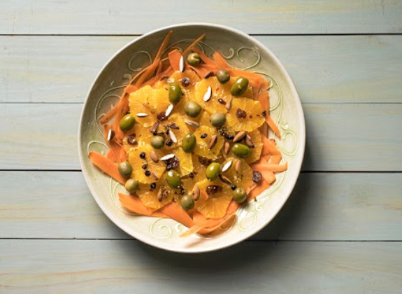 Moroccan carrot and orange salad with olives.