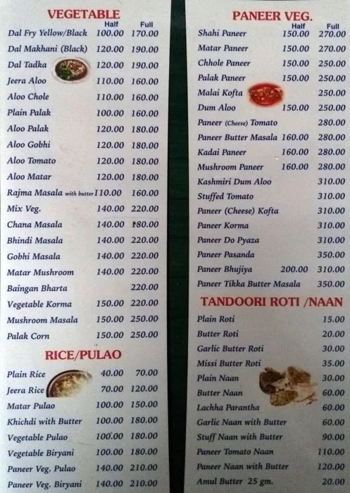 Tip Top Restaurant menu 