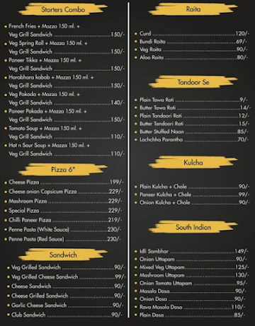 The Punjabi Take Away menu 