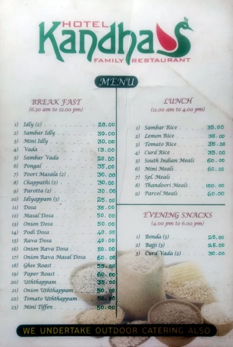 Kandhas menu 