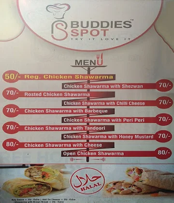 Buddies Spot menu 