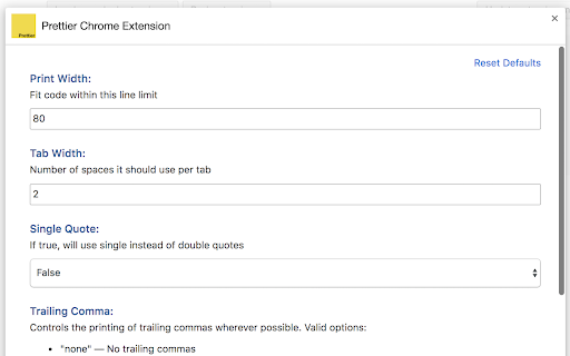 Prettier Chrome Extension