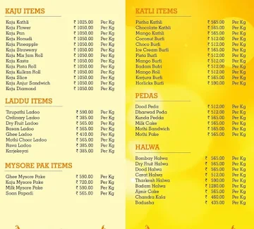 New Surya Sweets & Snacks menu 