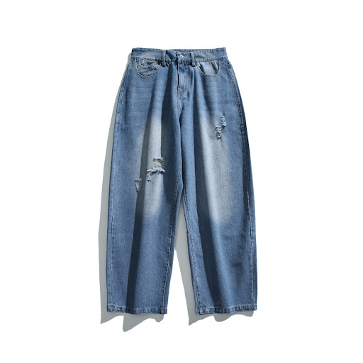 Title 4, Retro White Ripped Denim Trousers For Men