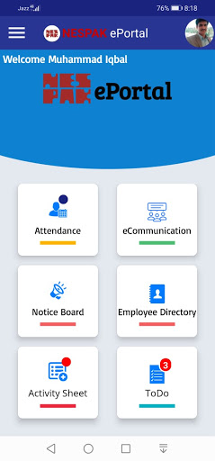 Screenshot NESPAK ePortal