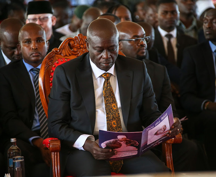 Deputy President Rigathi Gachagua at Field Marshall Mukami Kimathi burial in Njabini, Nyandarua on May 13, 2023
