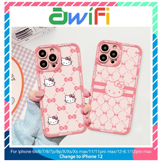 Ốp Lưng Iphone Cạnh Vuông Lỗ Camera Hello Kitty 6S/6Plus/7/7Plus/8/8Plus/X/Xr/Xs/11/12/13/Pro/Max/Plus/Promax - Awifi P5 - 7