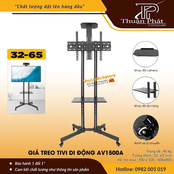 Giá Treo Tivi Di Động Av1500 32 - 43 - 50 - 55 - 65 Inch Kệ Treo Tivi Có Bánh Xe Di Chuyển Linh Hoạt