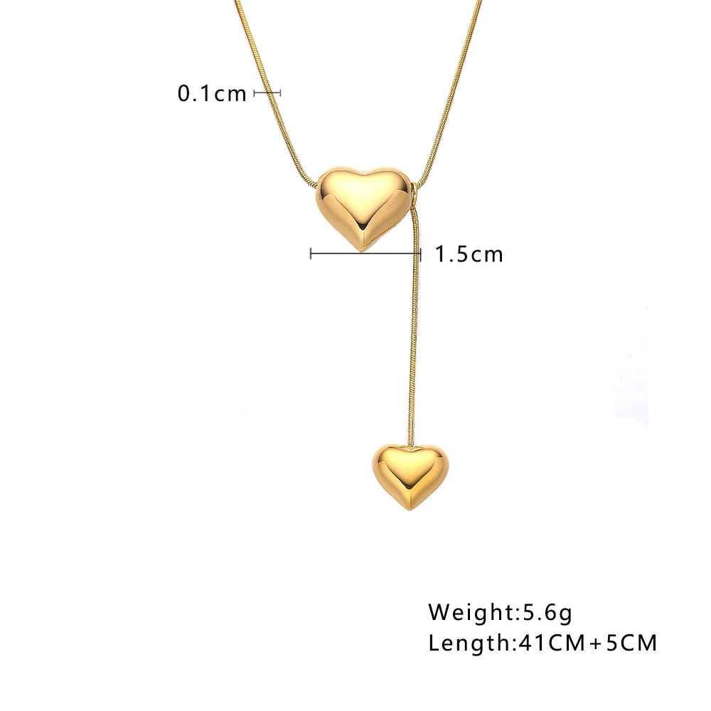 Title 1, RVS ketting met eenvoudige perzik hart hanger, ...
