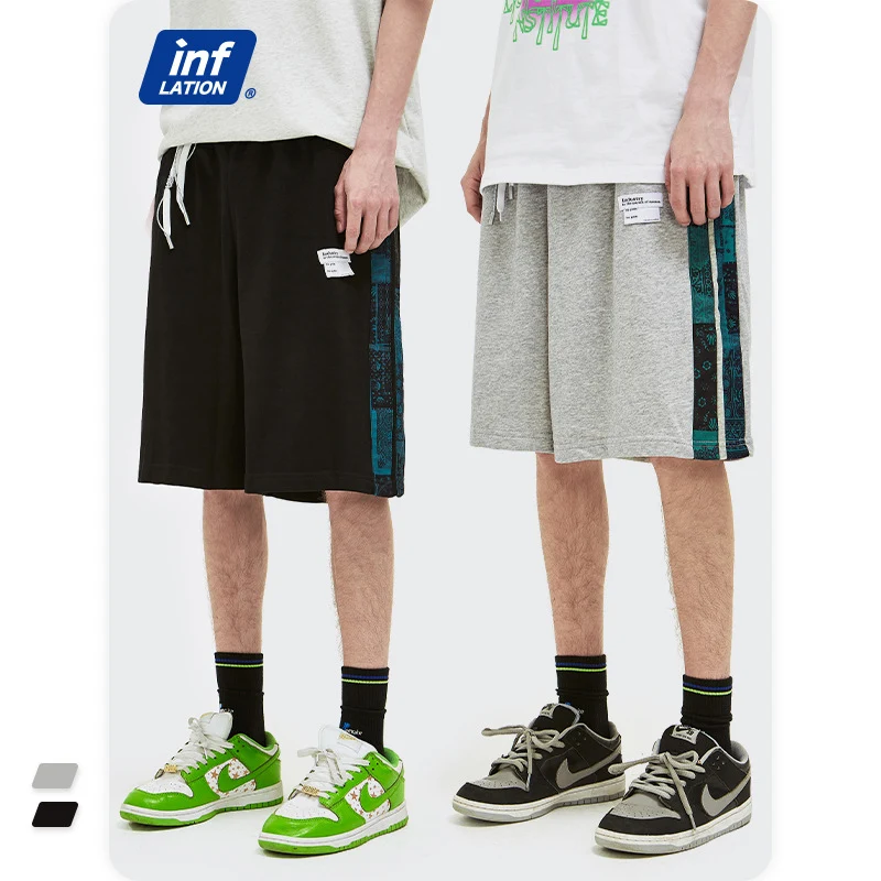 Pantalones Casuales con Rayas Laterales Estilo Étnico para Hombre Shorts Sueltos de Moda Urbana Ropa Masculina Ideal para un Look Cómodo y Moderno