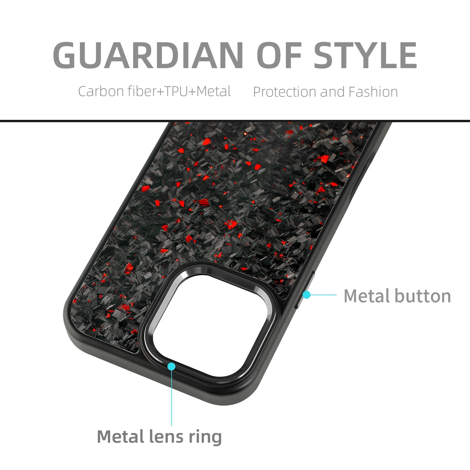 Title 12, Siyah Metal Çerçeveli Telefon Kılıfı Dövme Karb...