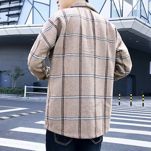 Title 7, Mens Retro Plaid Woolen Trench Coat, All-Match...
