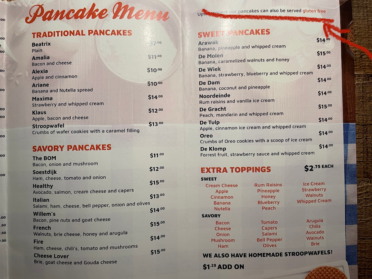 Two thirds of the menu (pictured), can be made GF! Anything w/ Bacon IS NOT SAFE