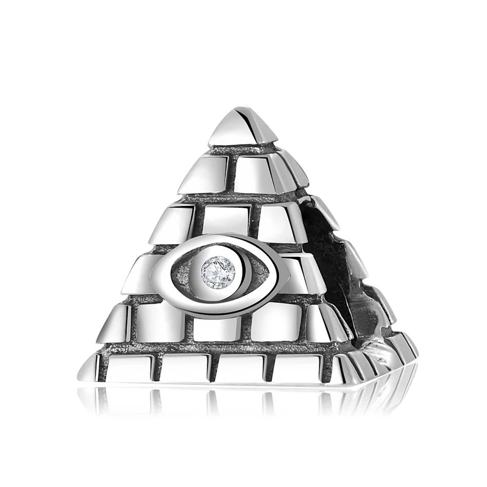 Armband of Ketting Diy met Oxidized 925 Sterling Zilveren Pyramide Kralen Eye of God, Eenvoudig en stijlvol, Sieraden accessoires.