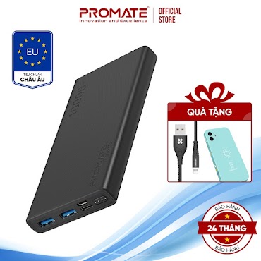 [Mã Bmltm50 Giảm Đến 50K] Sạc Dự Phòng 10000Mah Promate Bolt 10 Pd 10W - Đầu Ra 2 Cổng Usb - A Sạc Nhanh Cho Ip/ Android