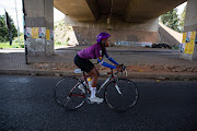 Bontle Phepiso, one of the few female cyclists in the academy, during a training session near Soweto. 