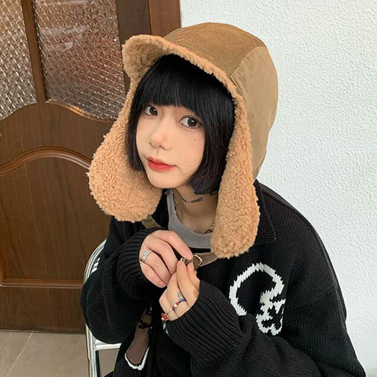 Ladies Vintage Fleece Ear Guards Hat