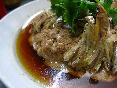 chinese, dried anchovies, pork, steamed pork, recipe, steamed, 小銀魚, 蒸, 肉餅
