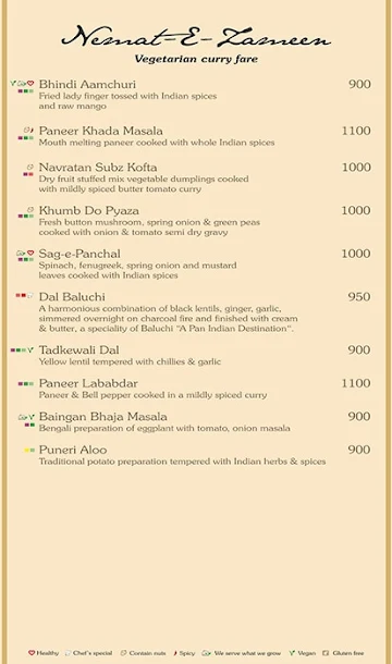 Baluchi - The Lalit menu 