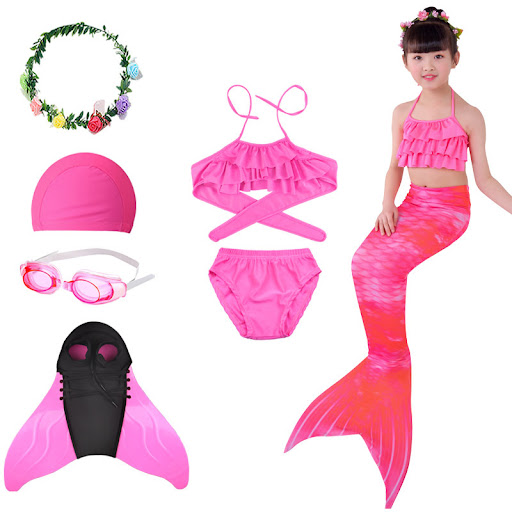 Title 5, Girls Mermaid Tail Princess Dress Swimming Suit...