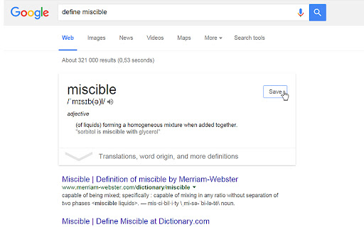 Keep Google Definitions