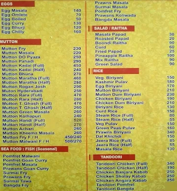 Hotel New Sanket menu 