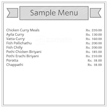 Malayali Cafe menu 