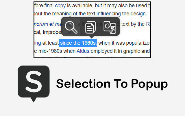 Selection To PopUp chrome extension